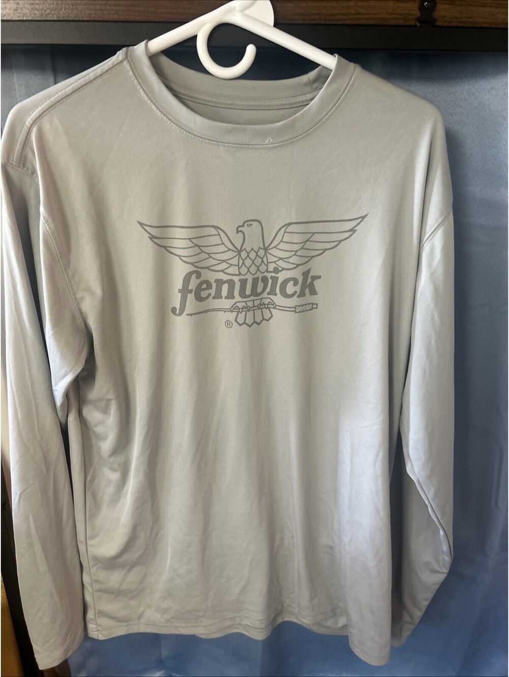 Fenwick Performance Fishing Long Sleeve Crew Sun Shirt Lightweight Silver Large
